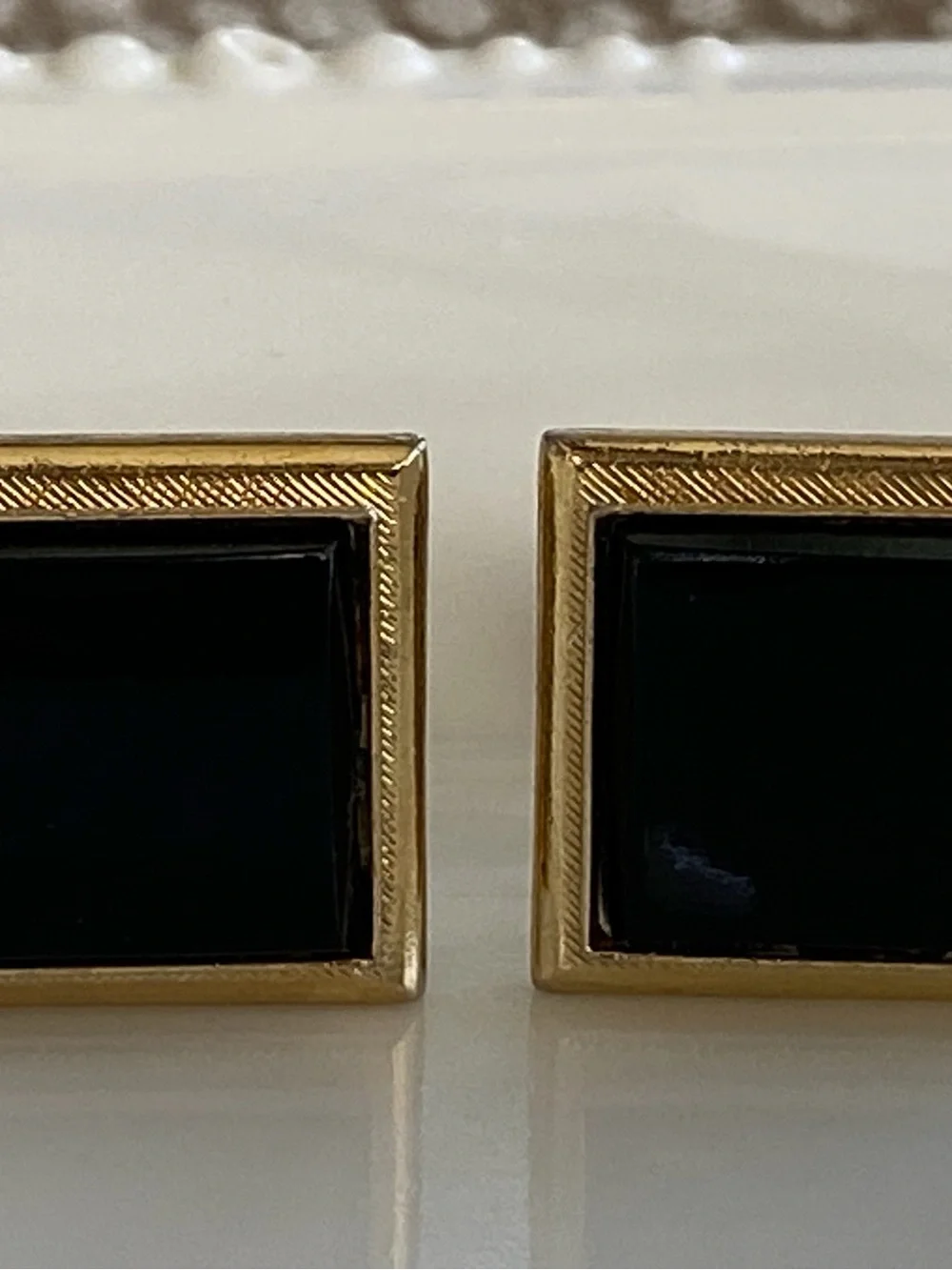 Gold and Black OnyxGeometric Cufflinks - Men's Accessory
